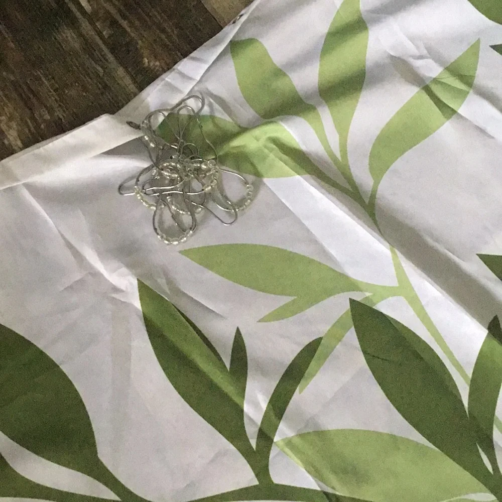 Botanical Leaf Shower Curtain in White and Green